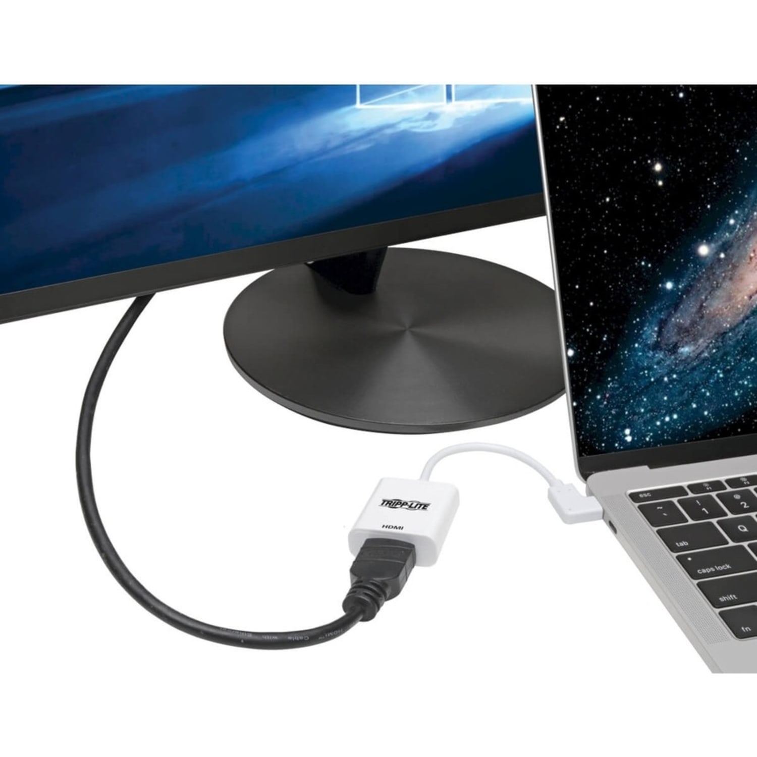 Tripp Lite by Eaton USB-C to HDMI Adapter (M/F) 4K 60 Hz, HDCP 2.2, Right-Angle USB-C, White - 5.98in HDMI/Thunderbolt 3 A/V Cable  - U44406NHD4KRA - Image 3