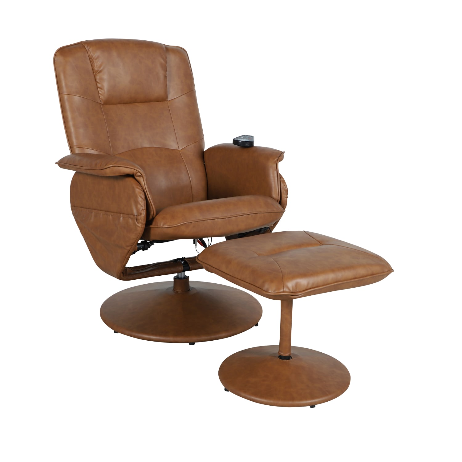 Flash Furniture Massaging Multi-Position Recliner And Ottoman With Wrapped Base, Brown, BT753PMASSGECGN - Image 3