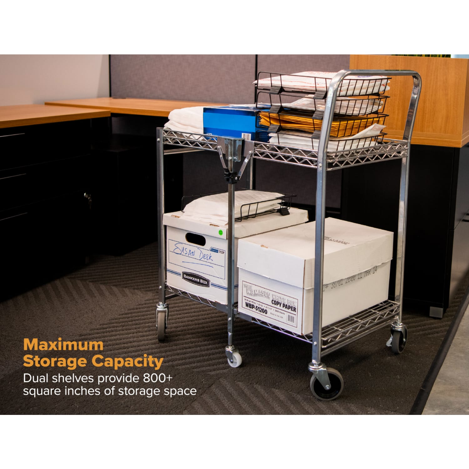 Bostitch Small Stow-Away Folding Cart, 39in x 19-1/2in x 31in, Chrome - Image 6