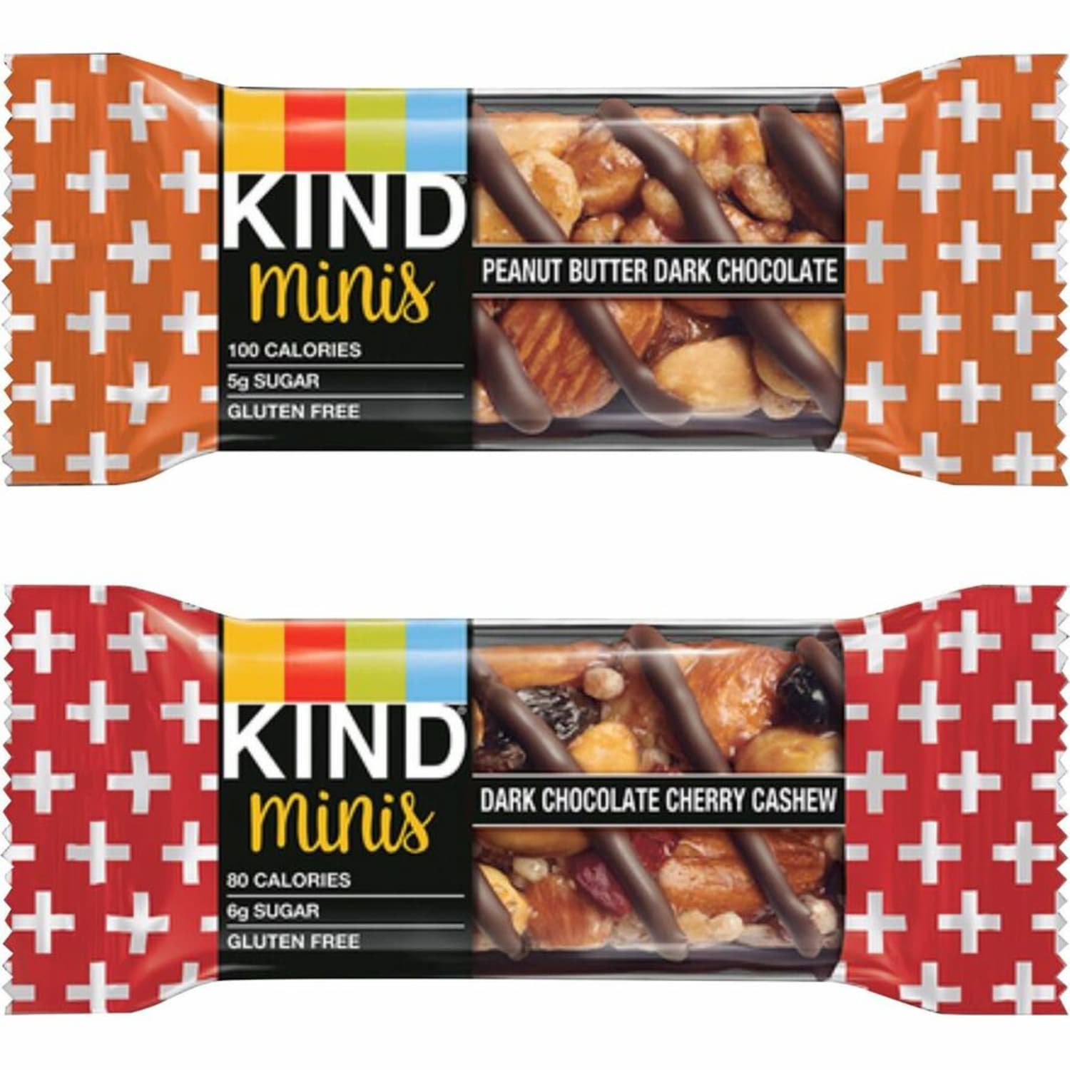 KIND Minis Snack Bar Variety Pack - Trans Fat Free, No Artificial Sweeteners, Gluten-free, Low Sodium, Low Glycemic - Peanut Butter Dark Chocolate, Dark Chocolate Cherry Cashew - 0.71 oz - 20 / Box - Image 3