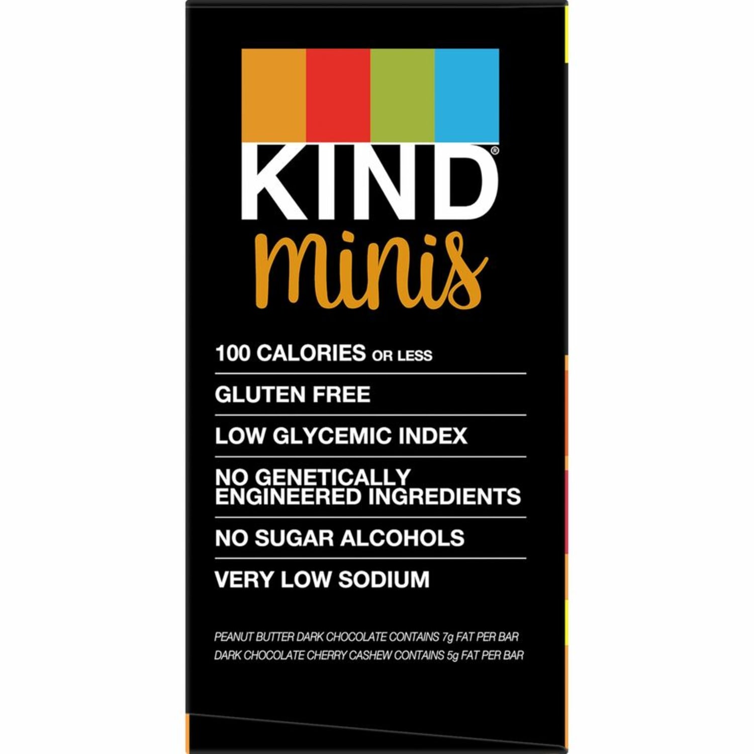 KIND Minis Snack Bar Variety Pack - Trans Fat Free, No Artificial Sweeteners, Gluten-free, Low Sodium, Low Glycemic - Peanut Butter Dark Chocolate, Dark Chocolate Cherry Cashew - 0.71 oz - 20 / Box - Image 6