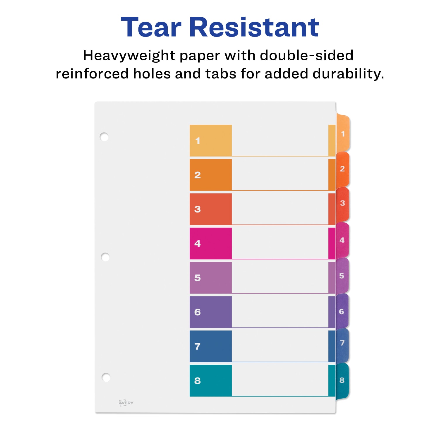 Avery Ready Index 1-8 Tab Binder Dividers With Customizable Table Of Contents, 8-1/2in x 11in, 8 Tab, White/Multicolor, 1 Set - Image 6