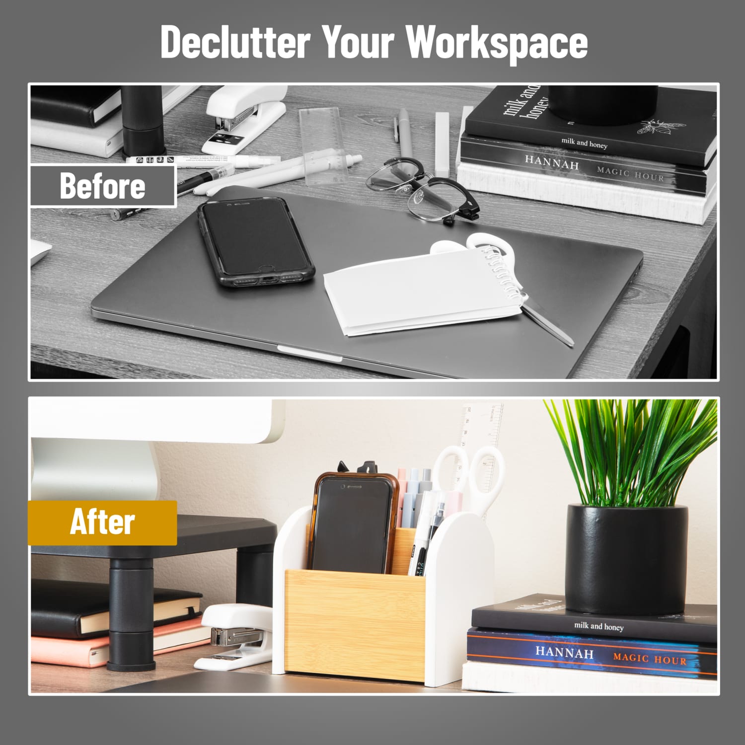Mind Reader 3-Compartment Desktop Organizer, 5inH x 4-1/2inW x 5-1/2inD, White, Total Qty 1 - Image 6
