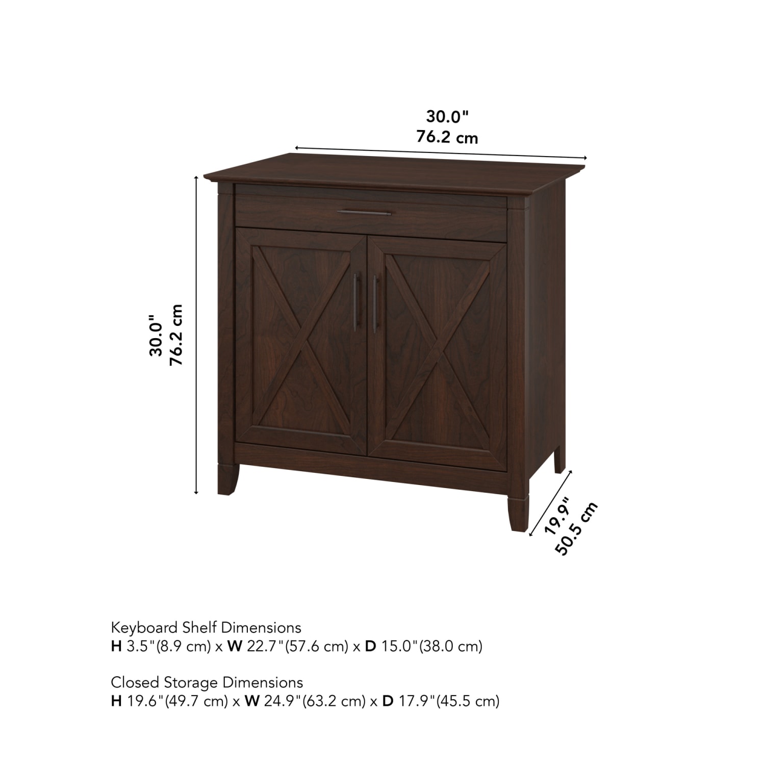 Bush Furniture Key West 30inW Secretary Desk With Keyboard Tray and Storage Cabinet, Bing Cherry, Standard Delivery - Image 5