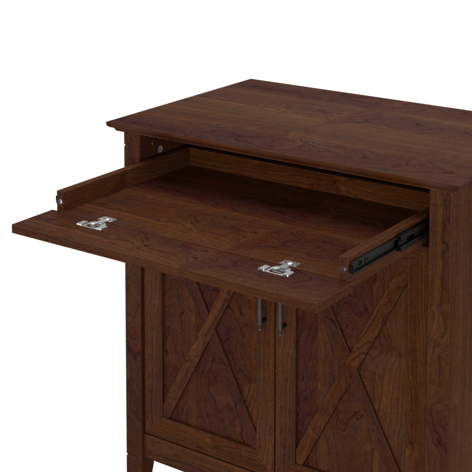 Bush Furniture Key West 30inW Secretary Desk With Keyboard Tray and Storage Cabinet, Bing Cherry, Standard Delivery - Image 6