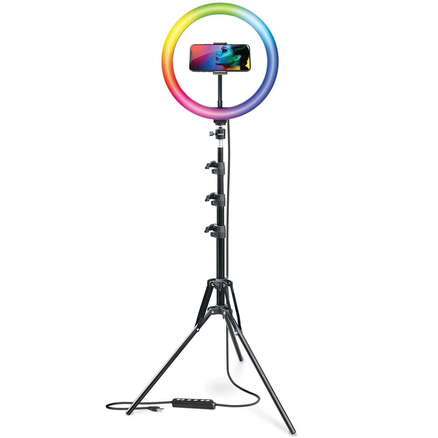 Bower RGB Selfie Ring Light Studio Kit With Wireless Remote Control & Tripod, 15-3/4inH, 13W, Black - Image 3