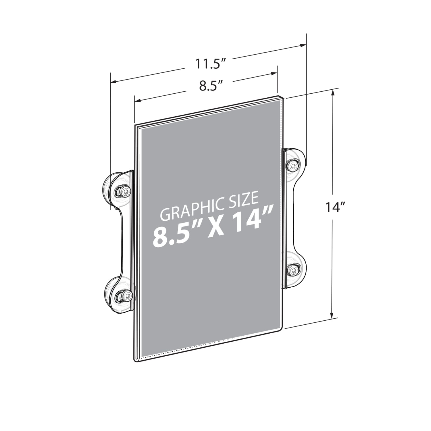 Azar Displays Clear Acrylic Window/Door Sign Holder Frame with Suction Cups, 8.5inW x 14inH, Clear, Pack Of 2 - Image 3
