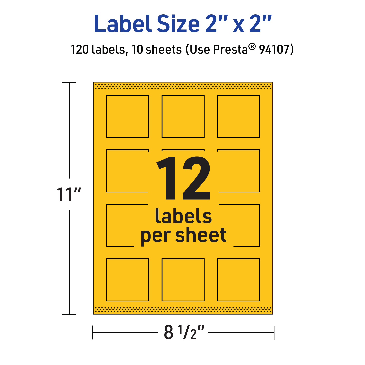 Avery Print-To-The-Edge Labels With Sure Feed Technology And Easy Peel, 94107-BYP10, Square, 2in x 2in, Matte Bright Yellow, Pack of 120 - Image 6