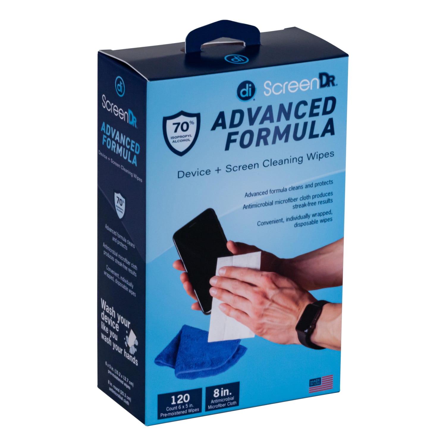 Digital Innovations ScreenDr 70% Alcohol Advanced Formula Device Cleaning Wipes And Microfiber Cloth, Box Of 120 Packets - Image 3