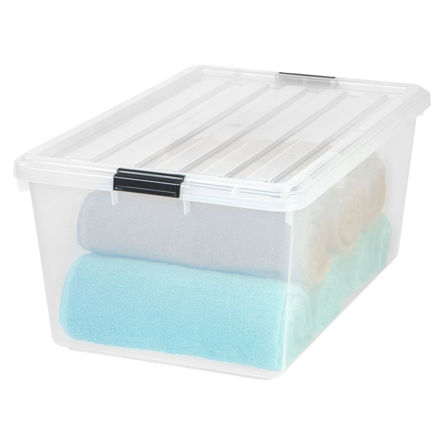 Iris Storage Boxes With Lift-Off Lids, 26 1/10in x 17 1/2in x 11 1/4in, Clear, Case Of 5 - Image 3