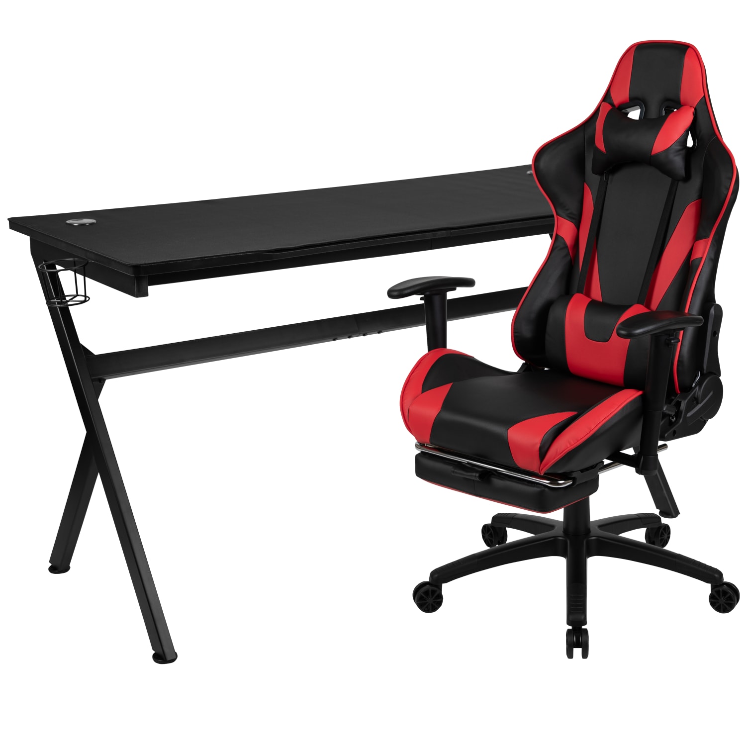 Flash Furniture Gaming Desk And Reclining Chair Set, Red - Image 3