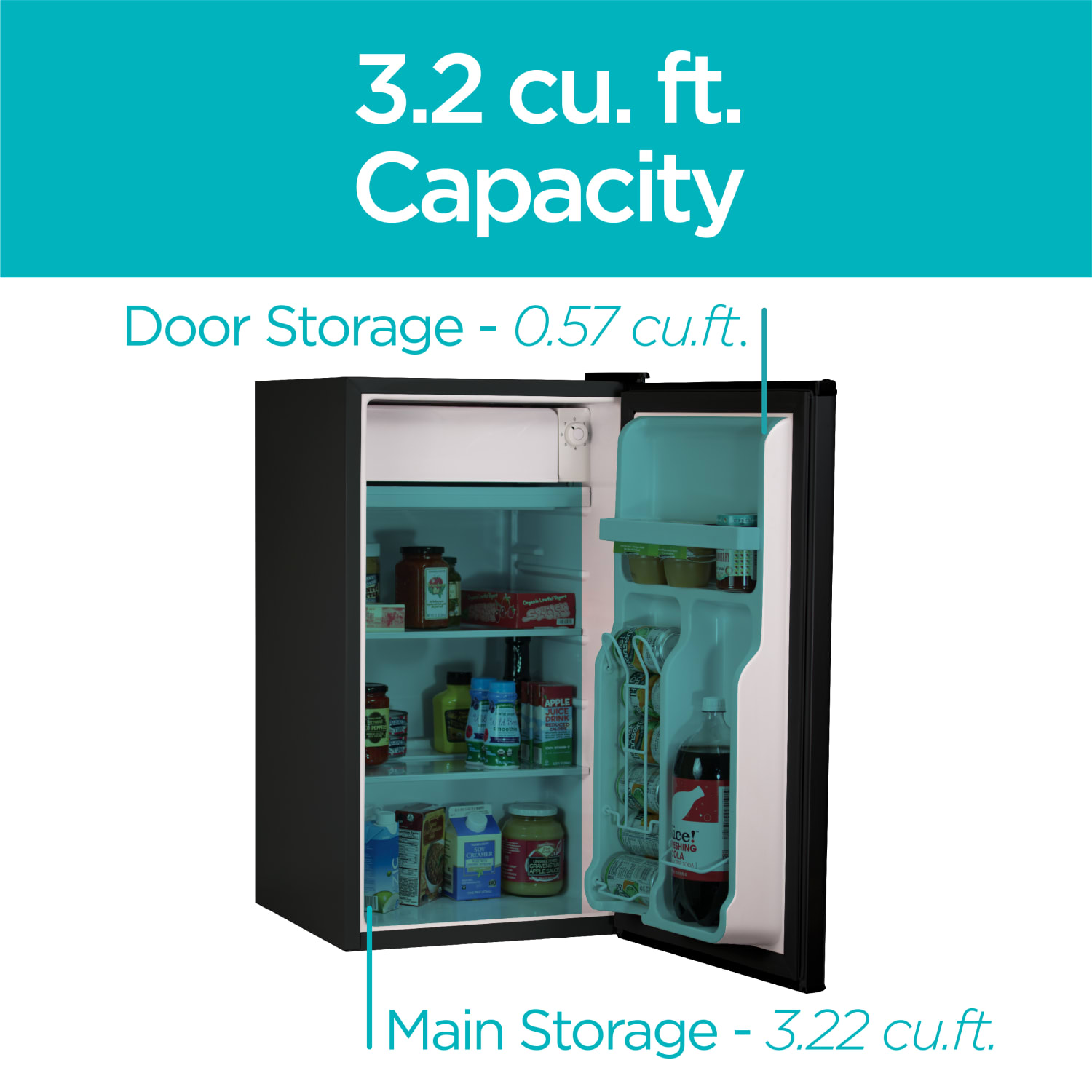 Black+Decker BCRK32B Refrigerator With Freezer Compartment, 3.2 Cu Ft, Black - Image 5