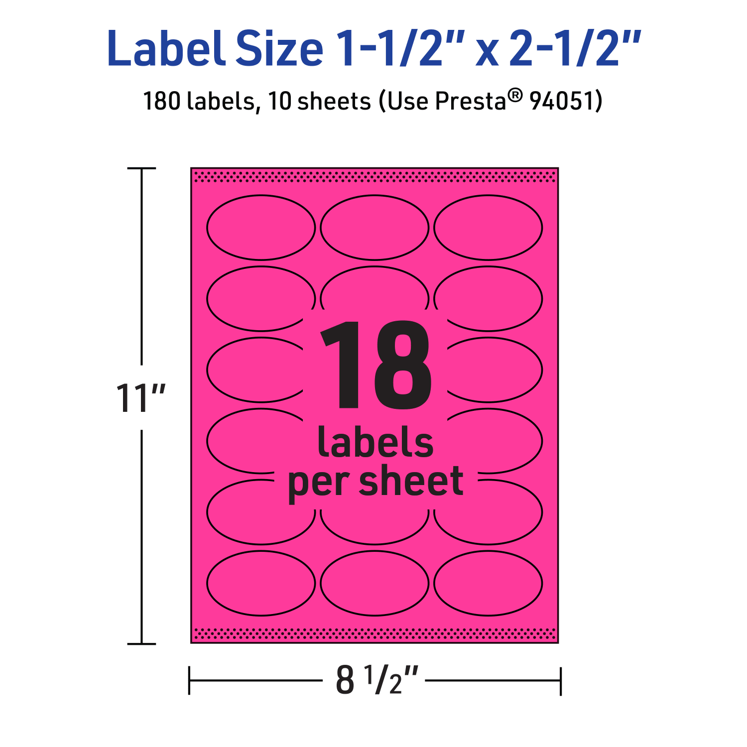 Avery Printable Labels With Sure Feed Technology, 94051-NMP10, Oval, 1-1/2in x 2-1/2in, Matte Neon Magenta, Pack of 180 - Image 6