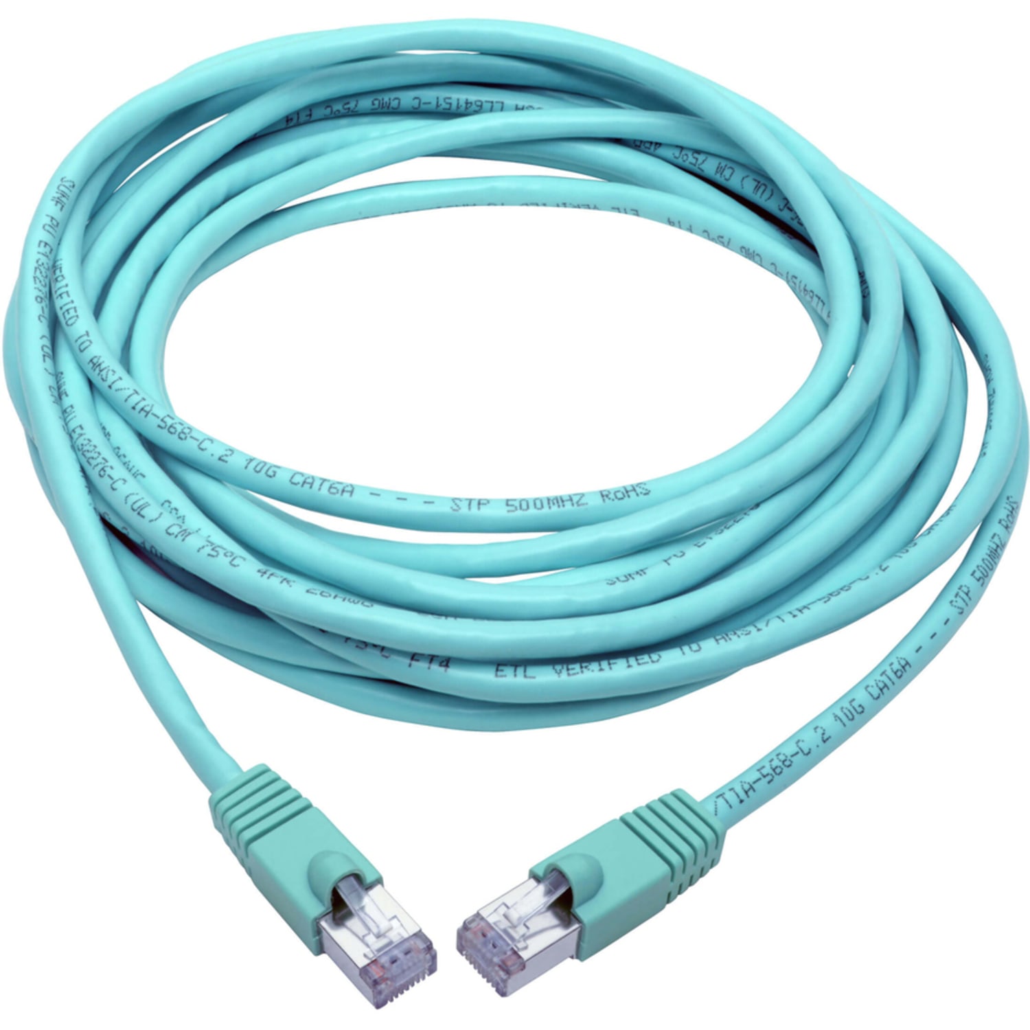 Tripp Lite Cat6a Snagless Shielded STP Patch Cable 10G, PoE, Aqua M/M 20ft - First End: 1x RJ-45 Male Network - N262020AQ - Image 3