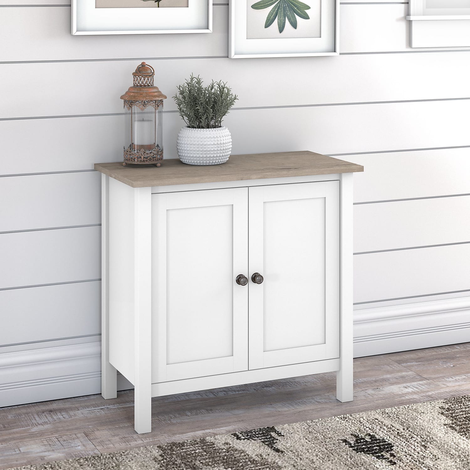 Bush Furniture Mayfield Accent Storage Cabinet With Doors, Pure White/Shiplap Gray, Standard Delivery - Image 3