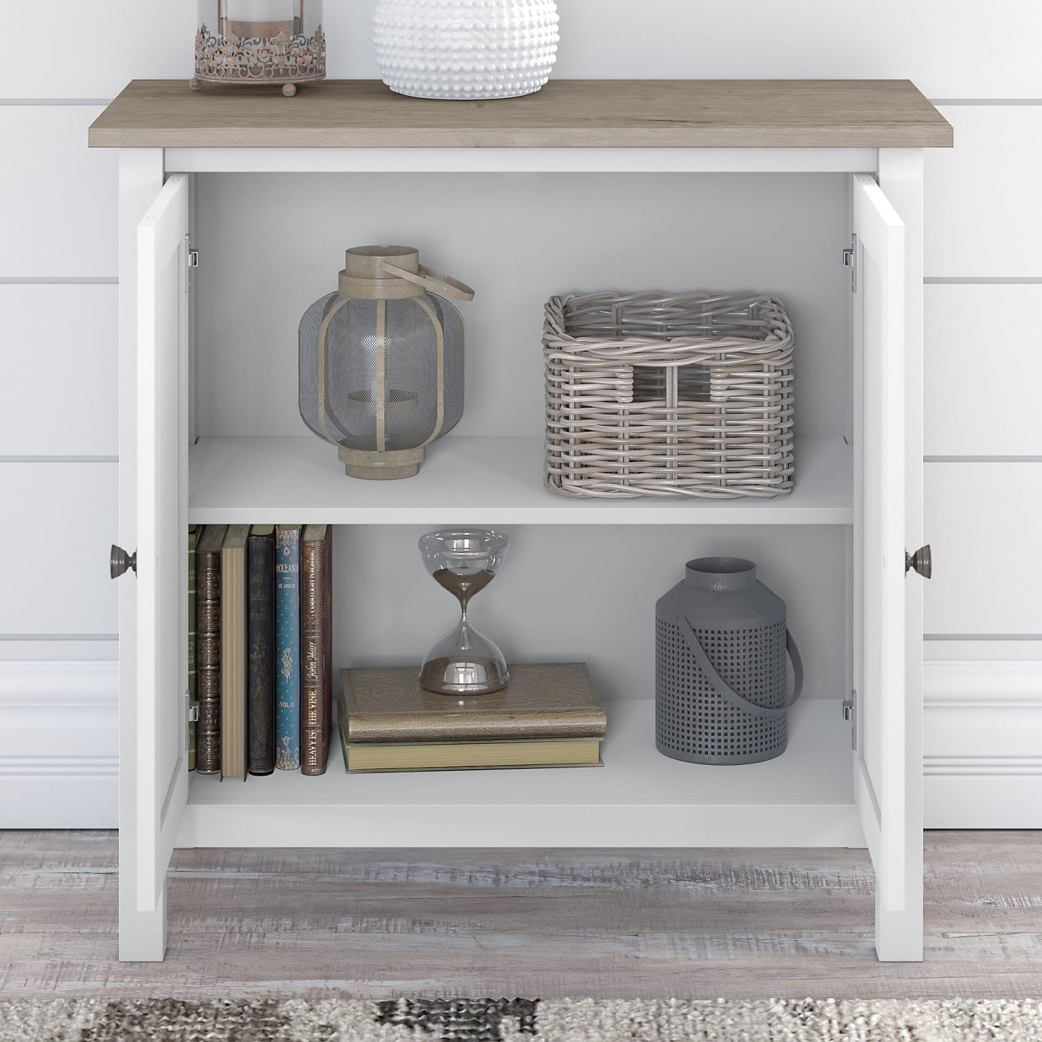 Bush Furniture Mayfield Accent Storage Cabinet With Doors, Pure White/Shiplap Gray, Standard Delivery - Image 5
