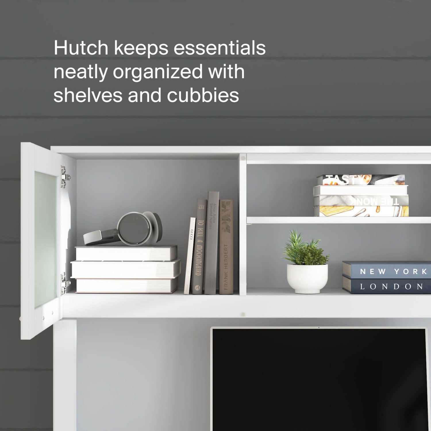 Bush Business Furniture Somerset 60inW L-Shaped Corner Desk With Hutch, White, Standard Delivery - Image 5