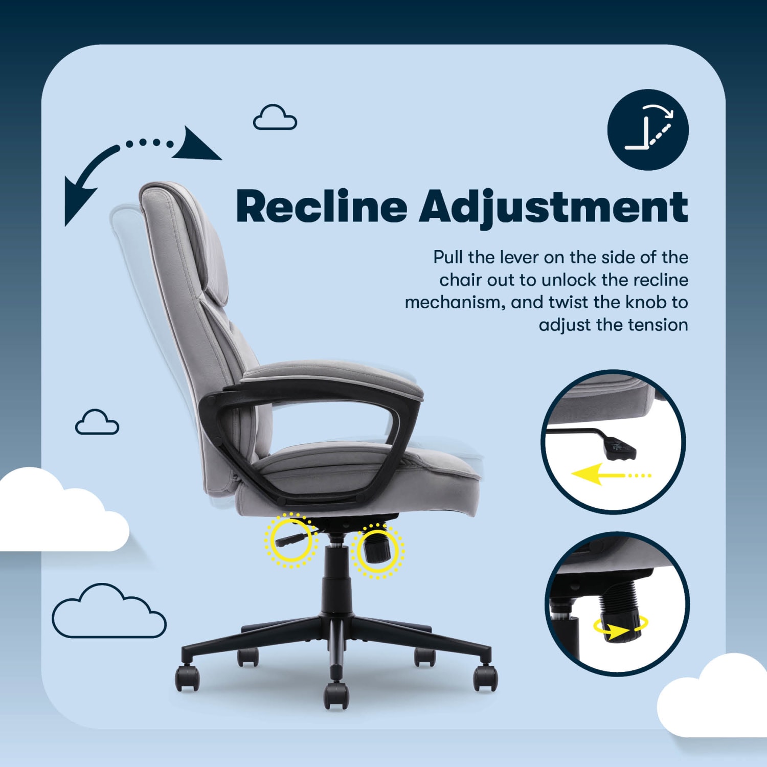 Serta Comfort Classic Ergonomic Fabric High Back Executive Office Chair Gray PopularChairscom
