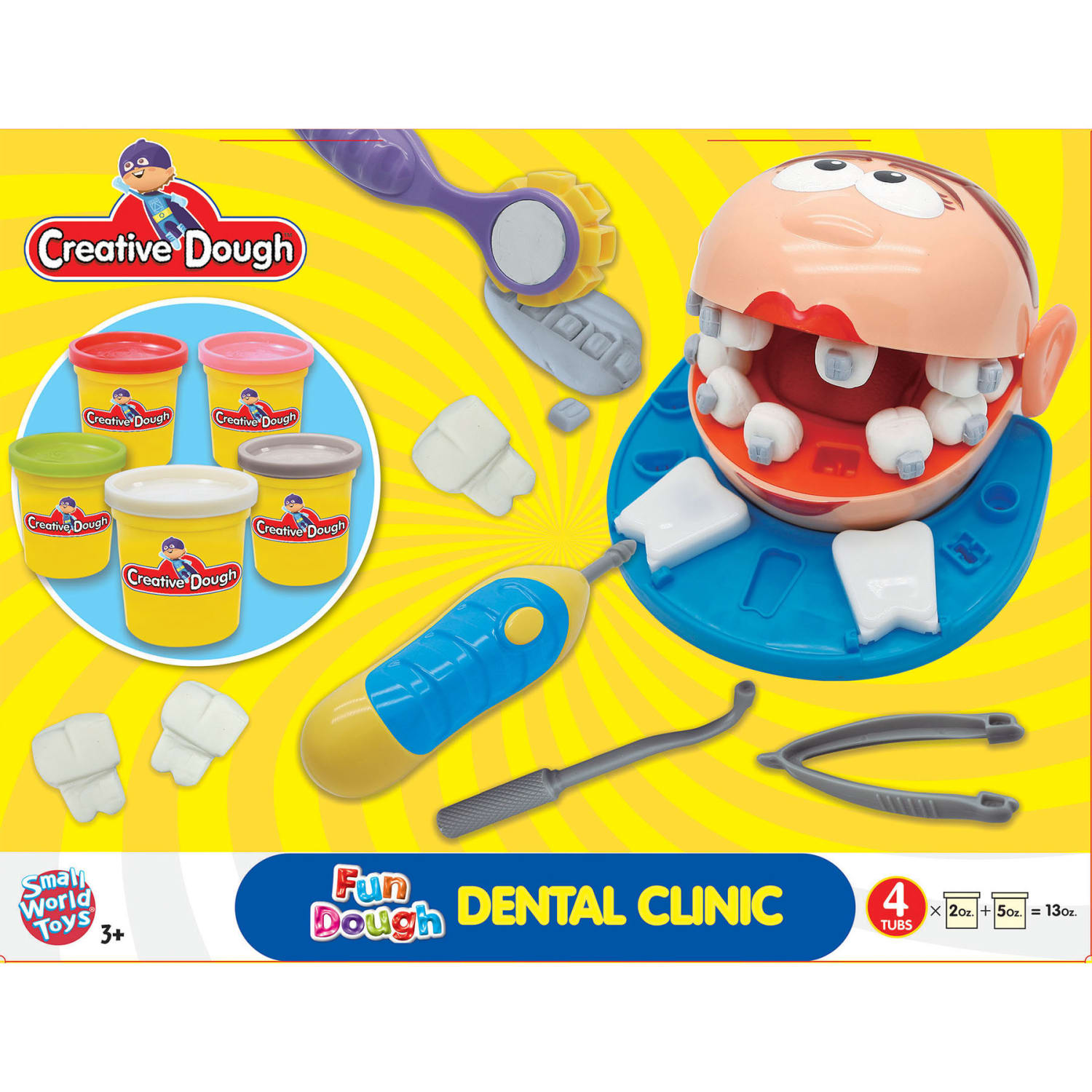 Small World Toys Creative Dough Fun Dough Activity Set, Dental Clinic, Set Of 6 Tubs Of Dough - Image 4