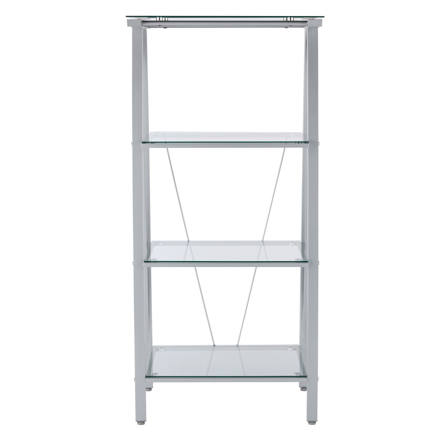 Realspace® Vista 60H 4Shelf GlassMetal Bookcase ClearSilver PopularChairscom Realspace® Vista 60H 4 Shelf GlassMetal Bookcase ClearSilver PopularChairscom