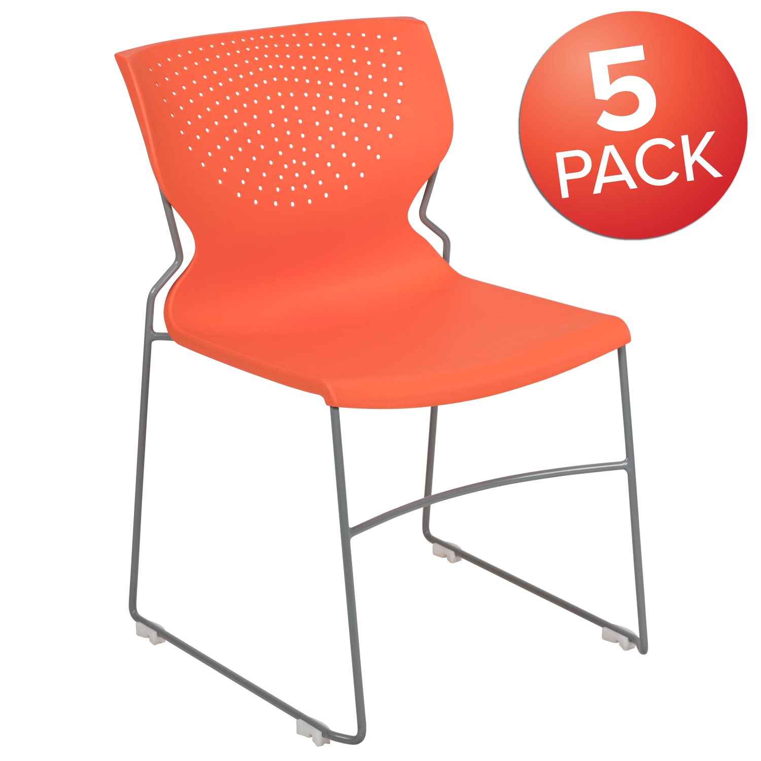 Flash Furniture HERCULES Series Full-Back Stack Chairs, Orange, Set Of 5 Chairs - Image 3