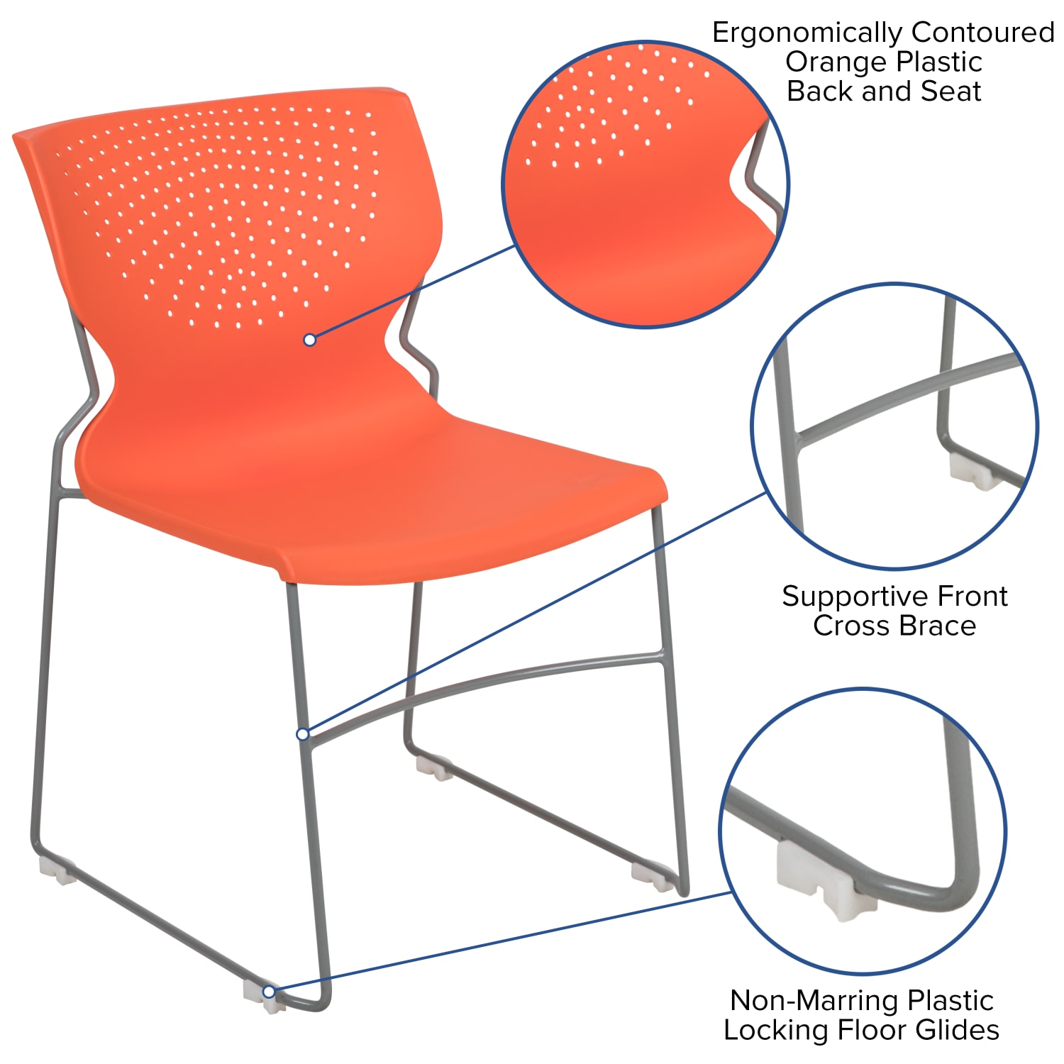 Flash Furniture HERCULES Series Full-Back Stack Chairs, Orange, Set Of 5 Chairs - Image 5