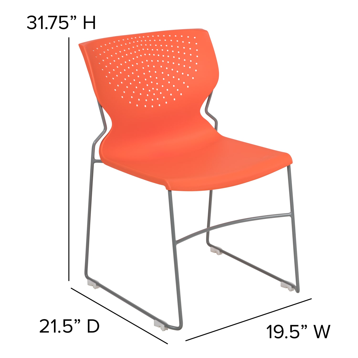 Flash Furniture HERCULES Series Full-Back Stack Chairs, Orange, Set Of 5 Chairs - Image 6