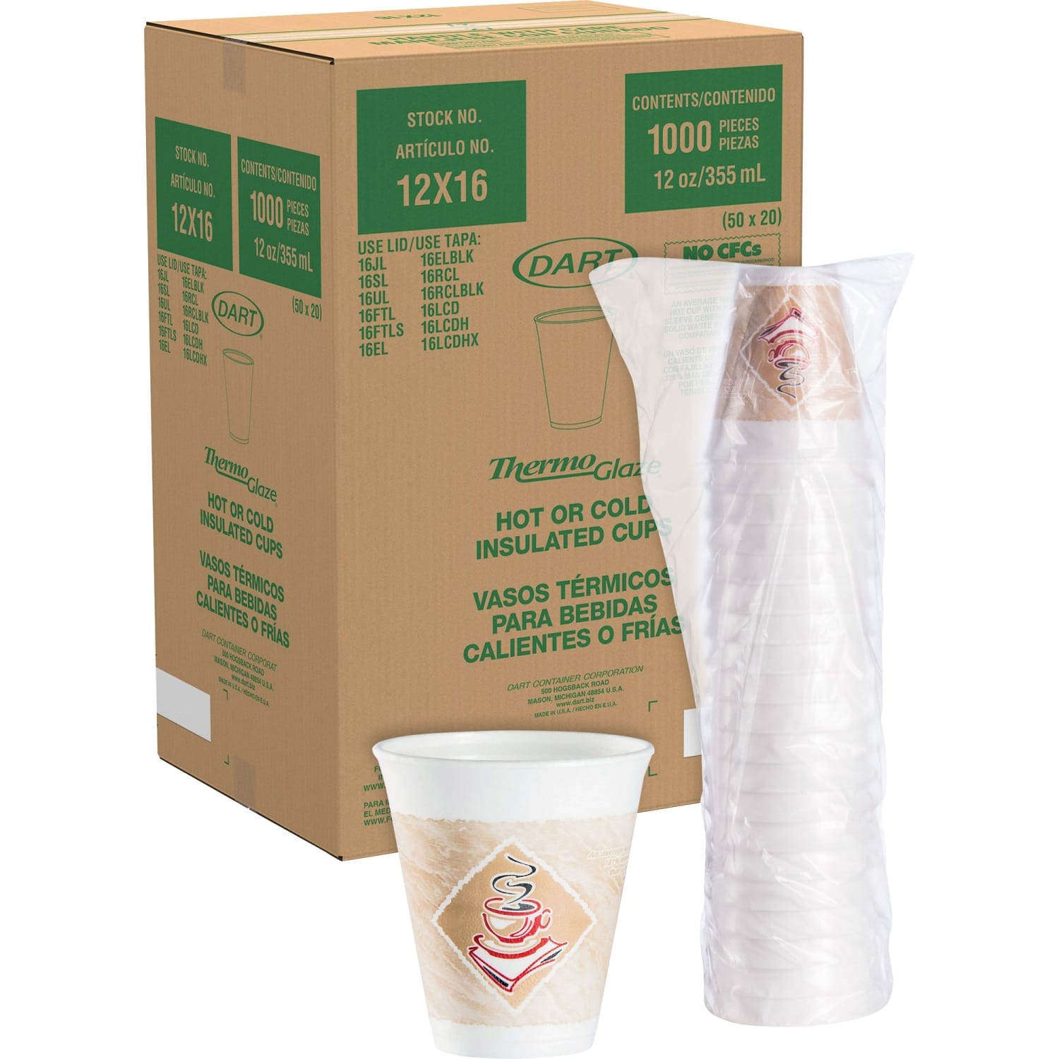 Dart Cafe G Design Foam Cups, 12 Oz, Brown/Red/White, Box Of 1,000 Cups - Image 3