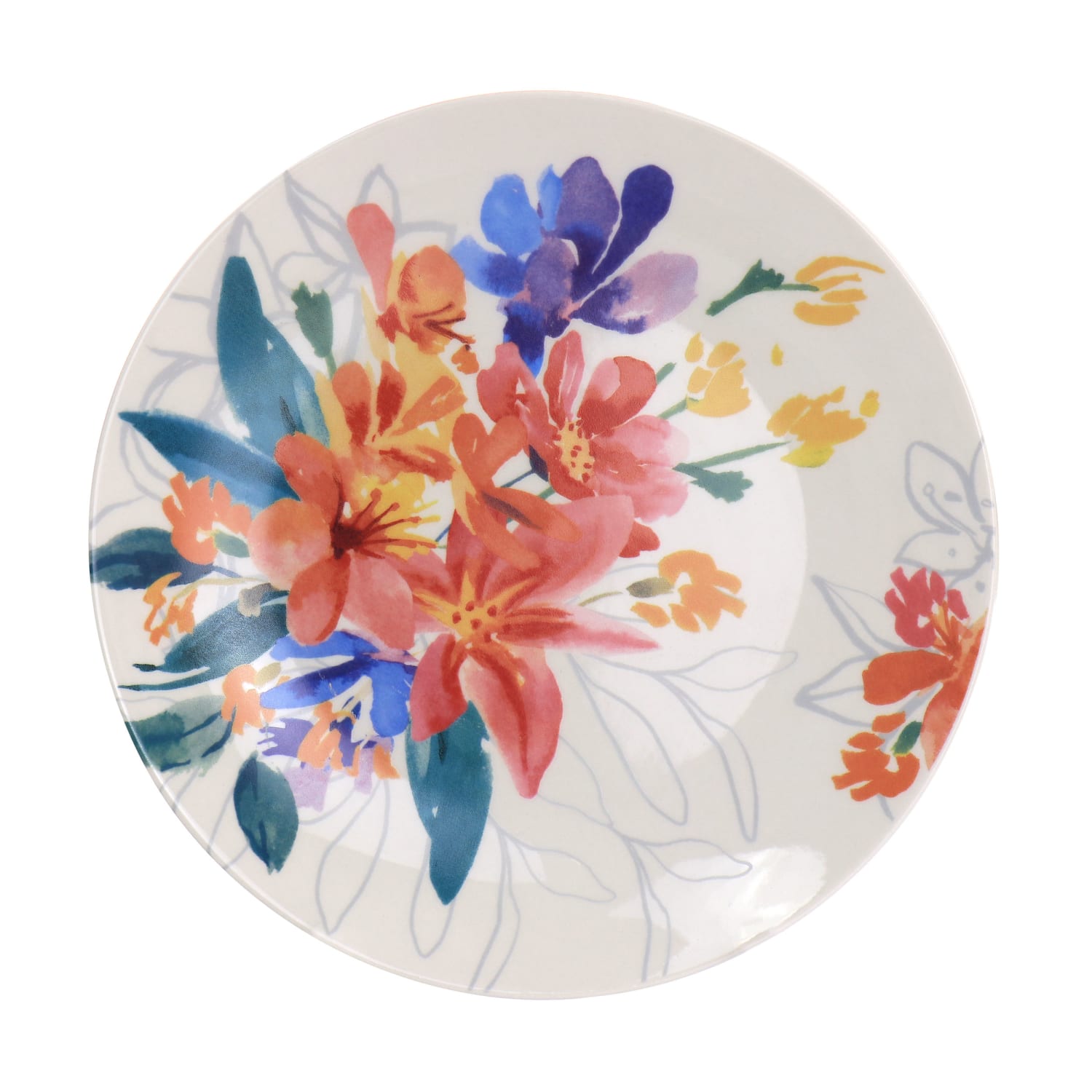 Spice by Tia Mowry Goji Blossom 12-Piece Fine Ceramic Dinnerware Set, Blue - Image 4