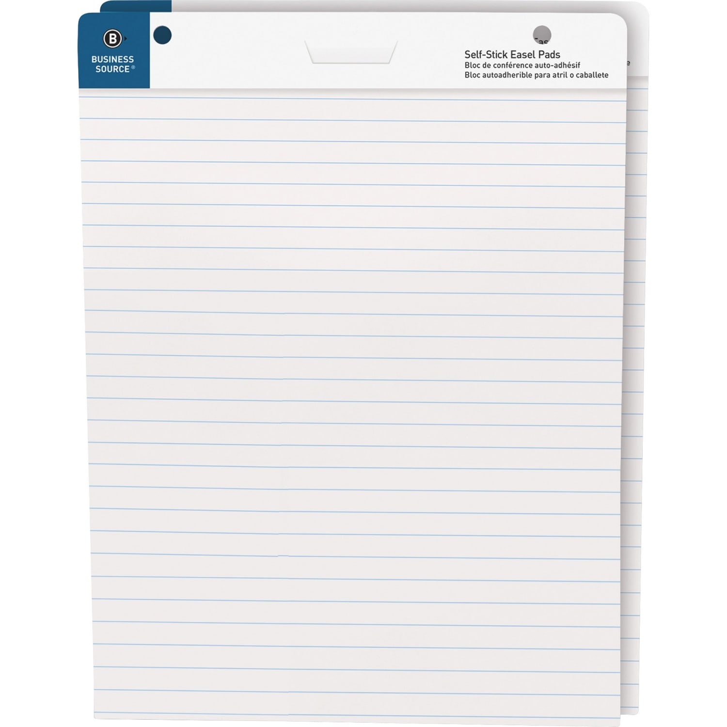 Business Source 25inx30in Lined Self-stick Easel Pads - 30 Sheets - 25in x 30in Sheet Size - White Paper - Cardboard Cover - Self-stick - 2 / Carton