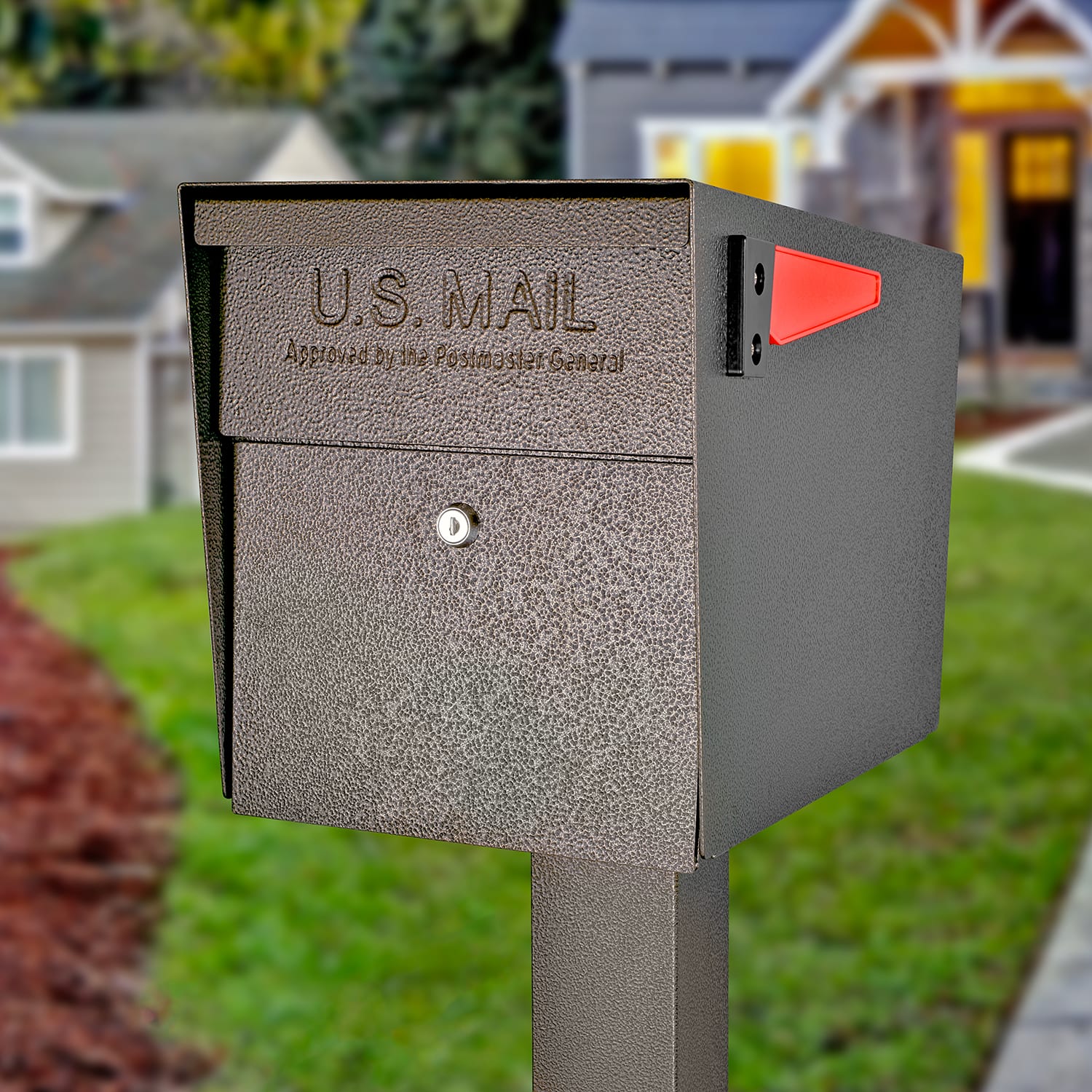 Mail Boss Curbside Locking Mailbox, 13 3/4in x 11 1/4in x 21in, Bronze - Image 3