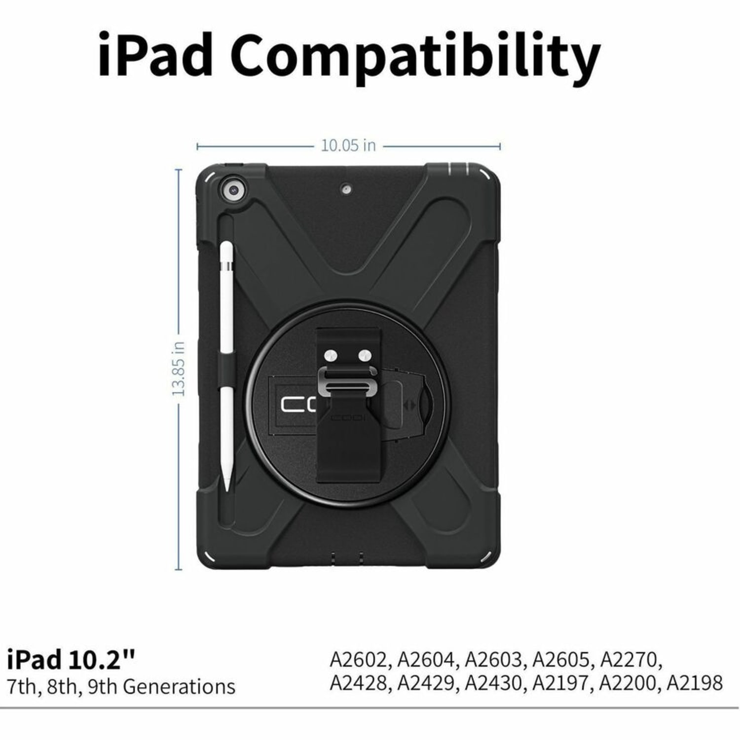 Codi Rugged Carrying Case for 10.2in Apple iPad (7th Generation), iPad (8th Generation), iPad (9th Generation) Tablet - Black - Image 3