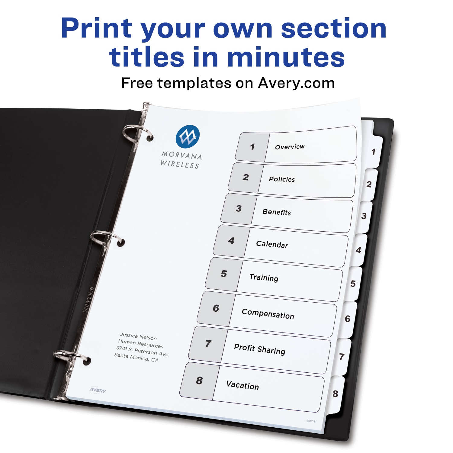 Avery Ready Index 1-8 Tab With Customizable Table Of Contents Dividers, Letter Size, 8 Tab, White, 1 Set - Image 3