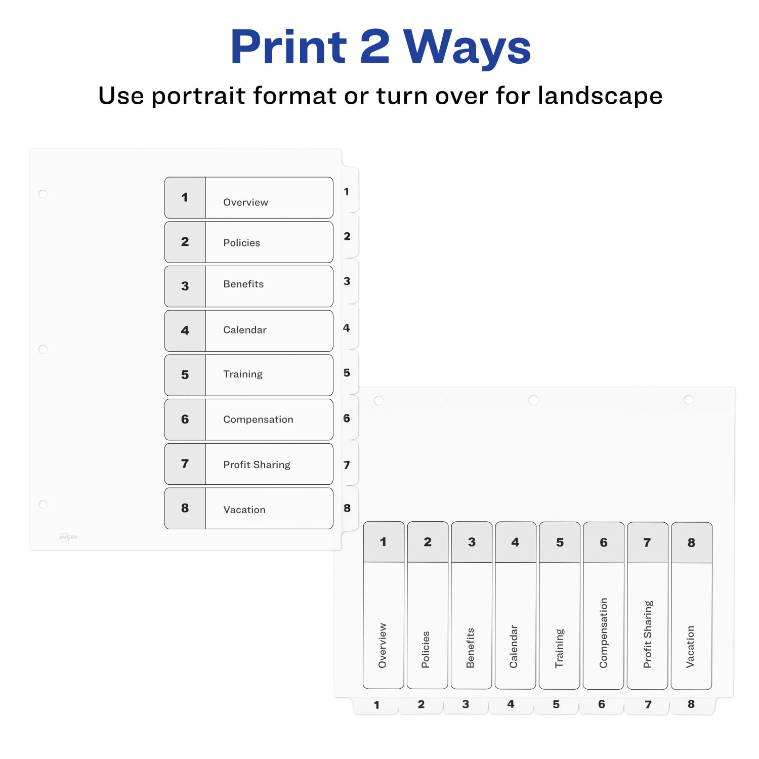 Avery Ready Index 1-8 Tab With Customizable Table Of Contents Dividers, Letter Size, 8 Tab, White, 1 Set - Image 4