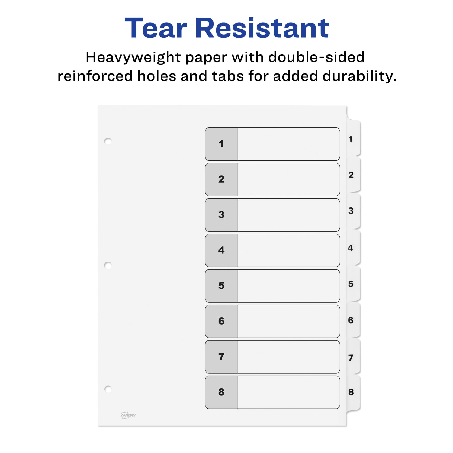Avery Ready Index 1-8 Tab With Customizable Table Of Contents Dividers, Letter Size, 8 Tab, White, 1 Set - Image 6
