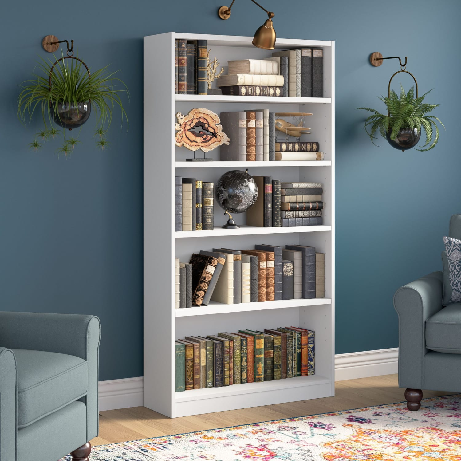 Bush Business Furniture Universal 72inH 5-Shelf Bookcase, Pure White, Standard Delivery - Image 3