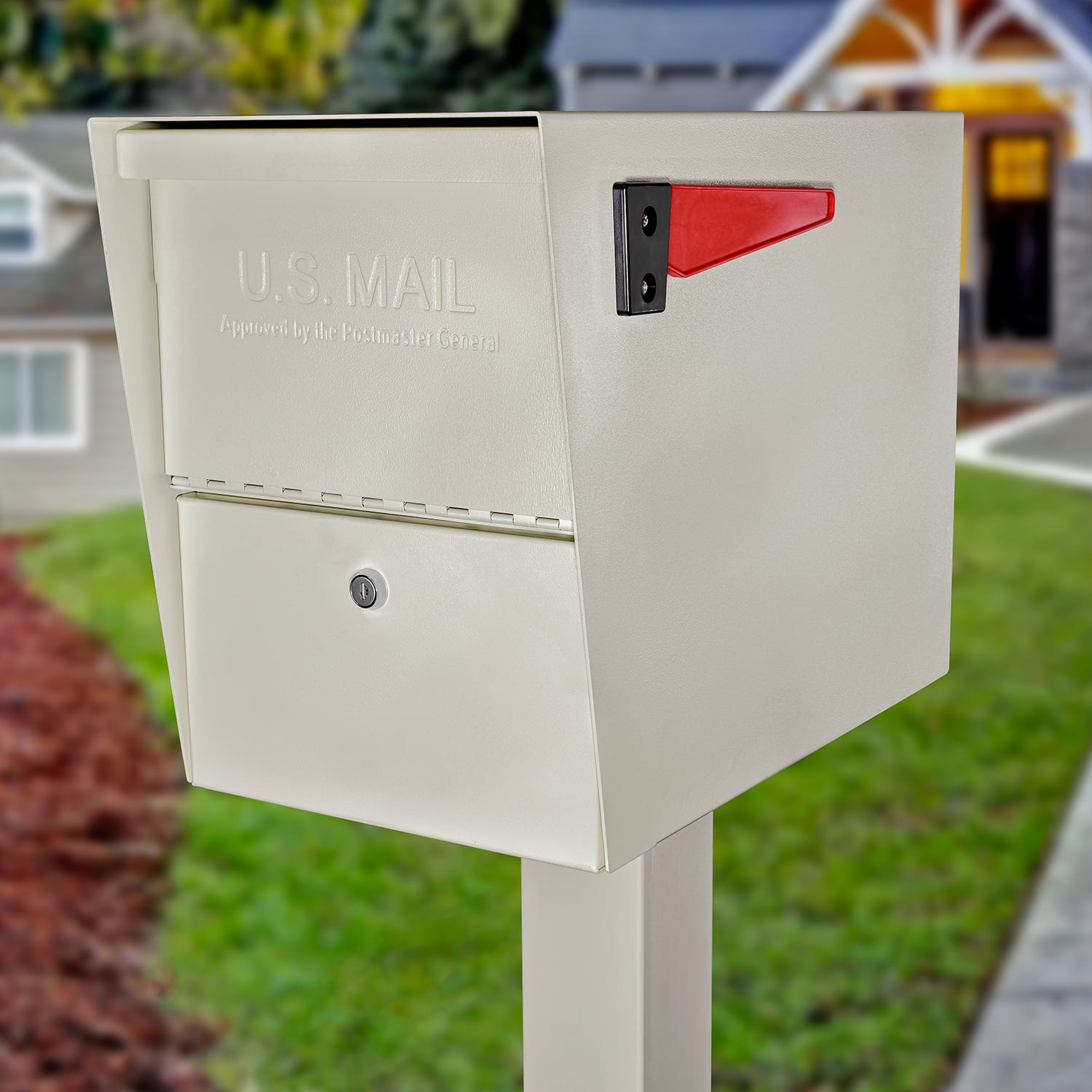 Mail Boss Package Master Locking Mailbox, 16 1/2inH x 12inW x 21 1/2inD, White - Image 3