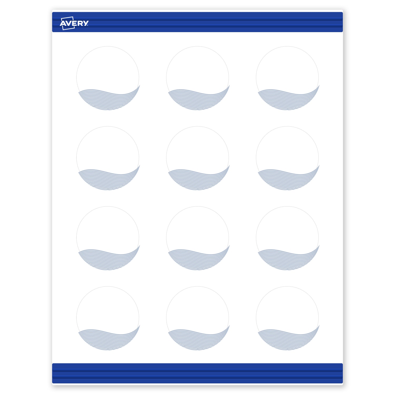 Avery Printable Round Cards With Sure Feed Technology, 2in, Matte White With Preprinted Colorful Design Design, Pack Of 120