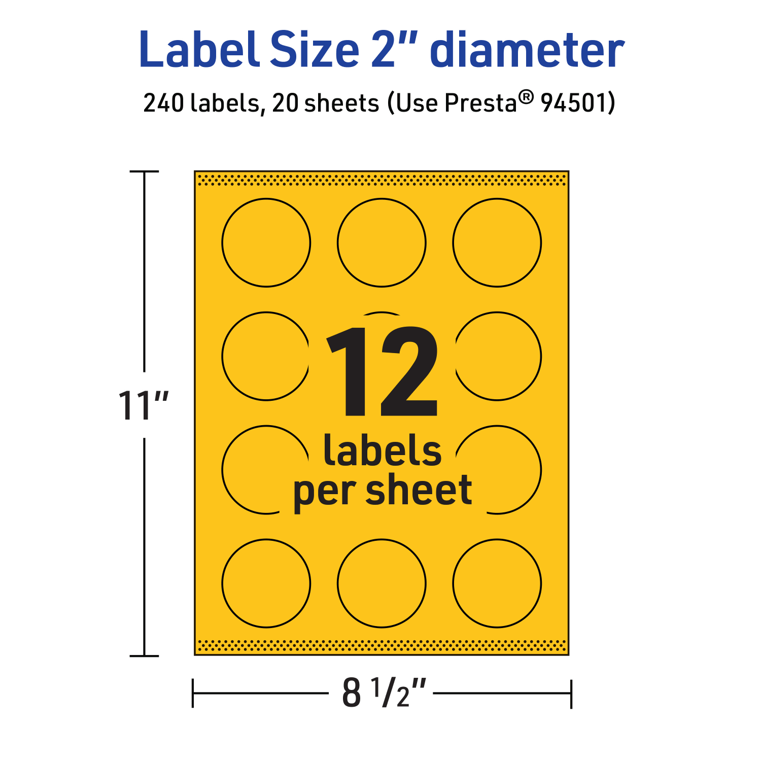 Avery Print-To-The-Edge Labels With Sure Feed Technology And Easy Peel Label Feature, 94501-BYP20, Round, 2in, Matte Bright Yellow, Pack of 240 - Image 6