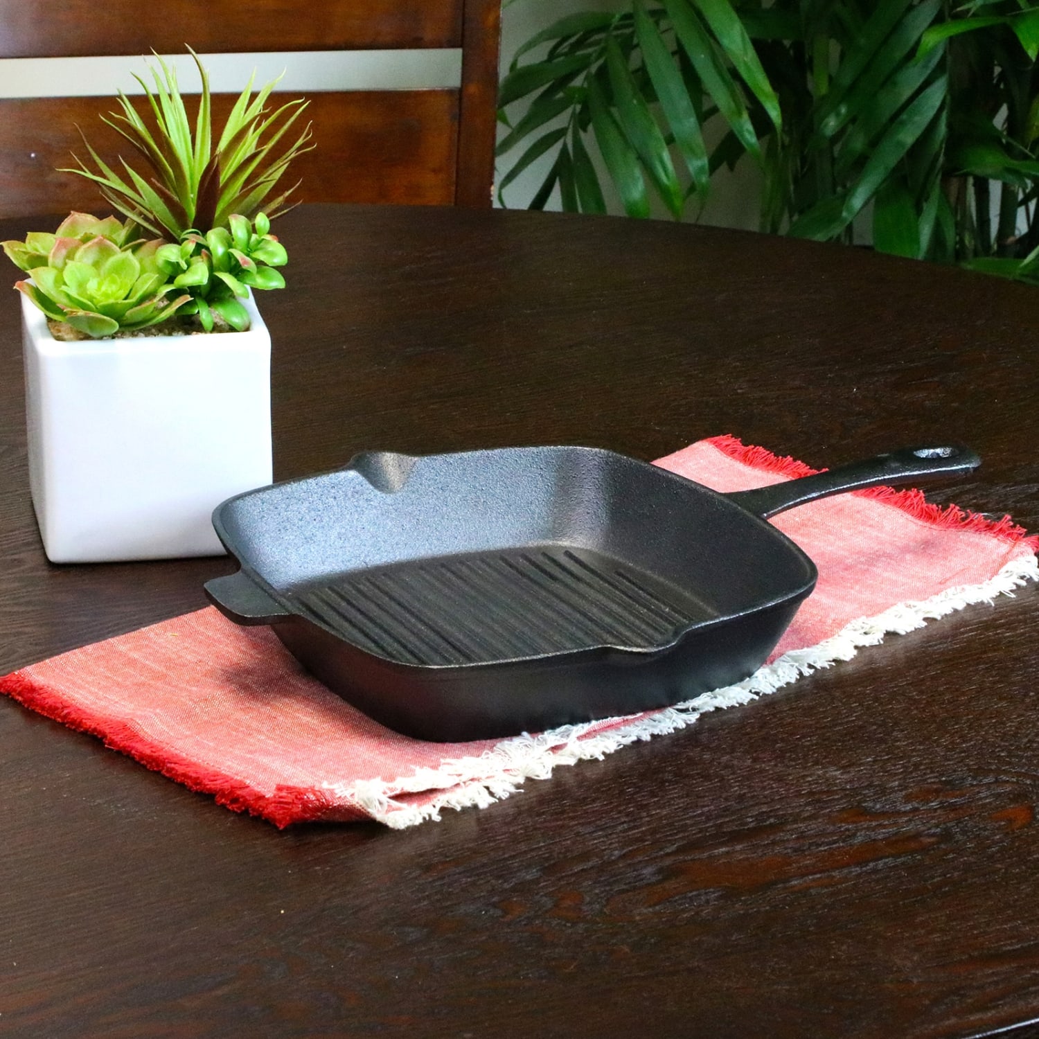 Gibson Home General Store Addlestone Pre-Seasoned Cast Iron Grill Pan, 10in, Black - Image 4
