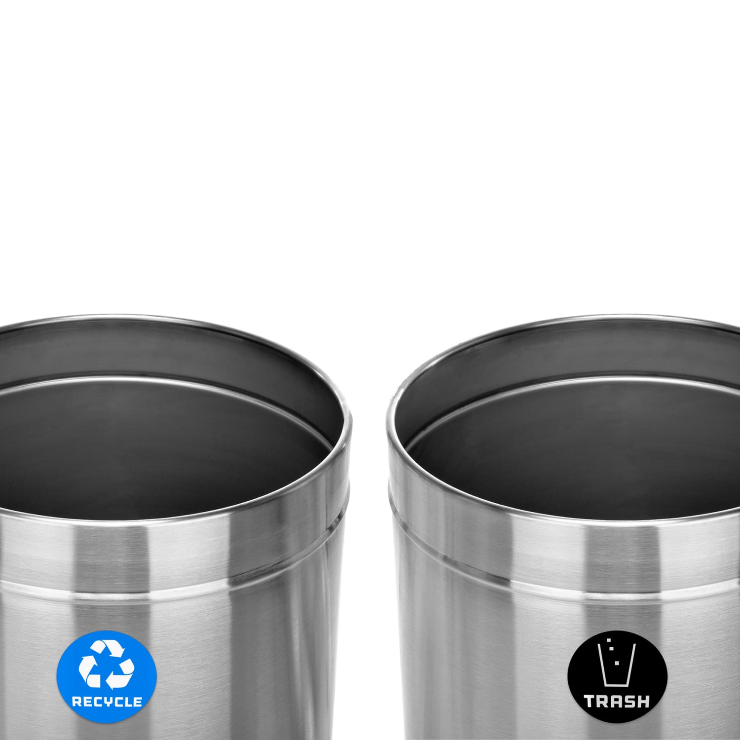 Alpine Industries Stainless Steel Recycling Can And Trash Receptacles, 27 Gallons, Silver, Pack Of 2 Receptacles - Image 5