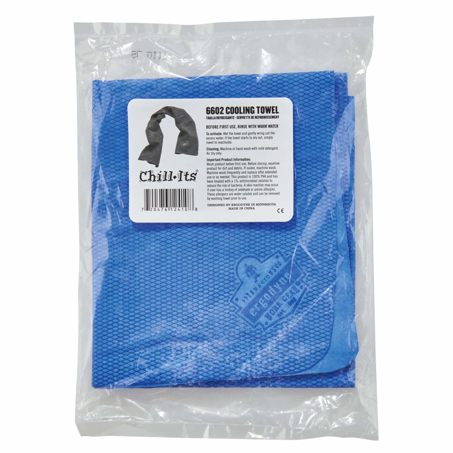Ergodyne Chill-Its 6602 Evaporative Cooling Towel, 29-1/2inH x 13inW, Blue, Pack Of 50 Towels - Image 3