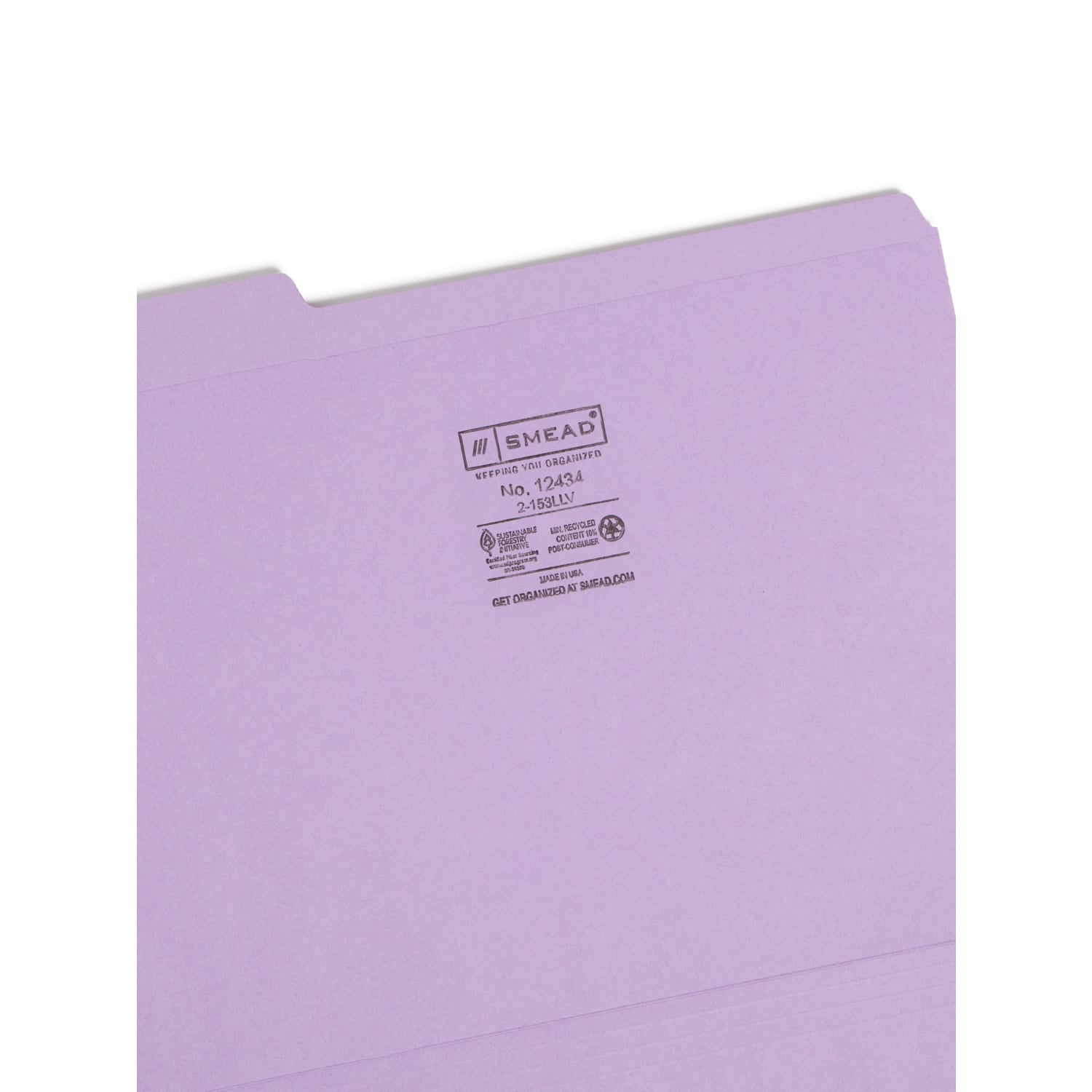Smead Color File Folders, With Reinforced Tabs, Letter Size, 1/3 Cut, Lavender, Box Of 100 - Image 4