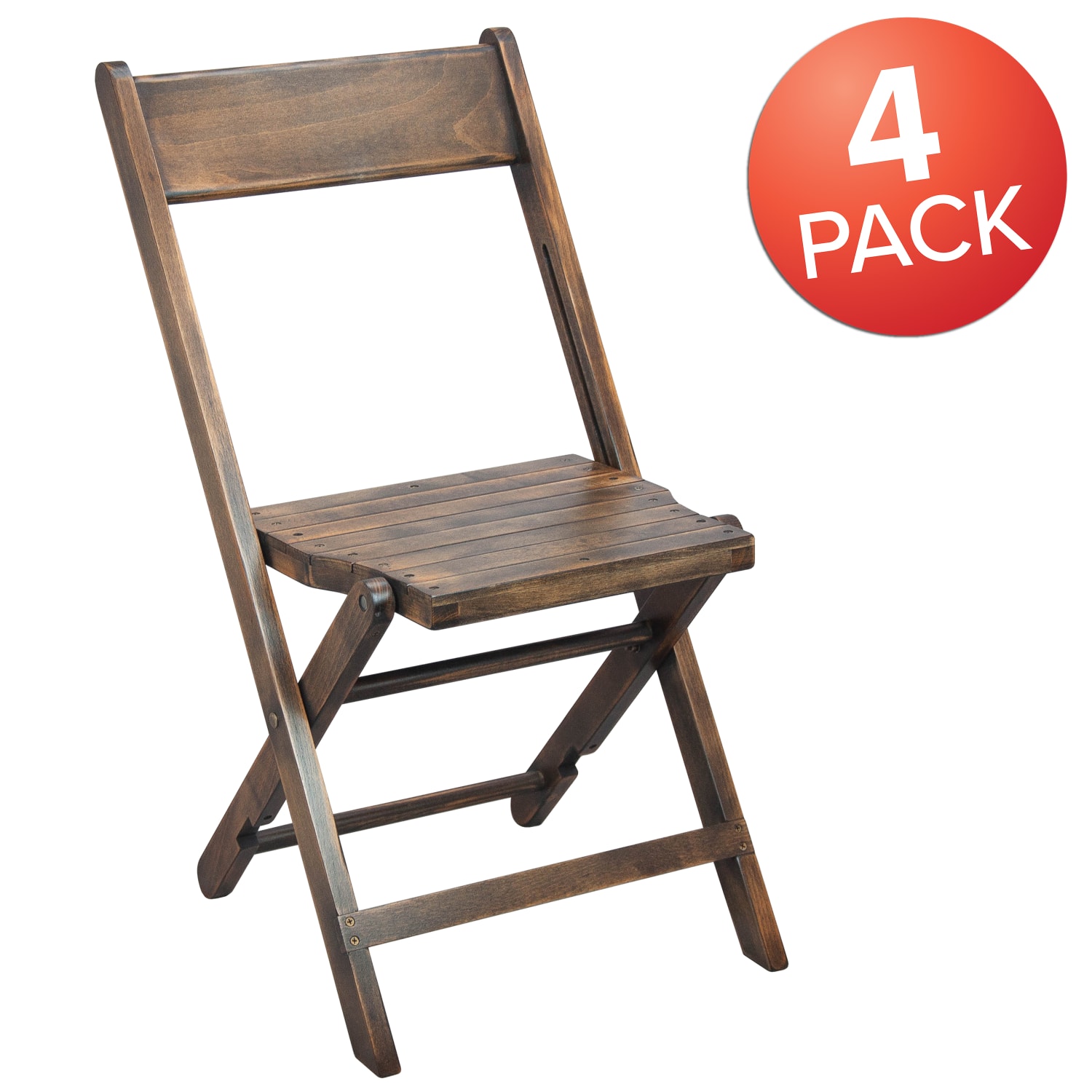 Flash Furniture Natalie Commercial Wooden Folding Chair With Slatted Seat, Antique Black - Image 3