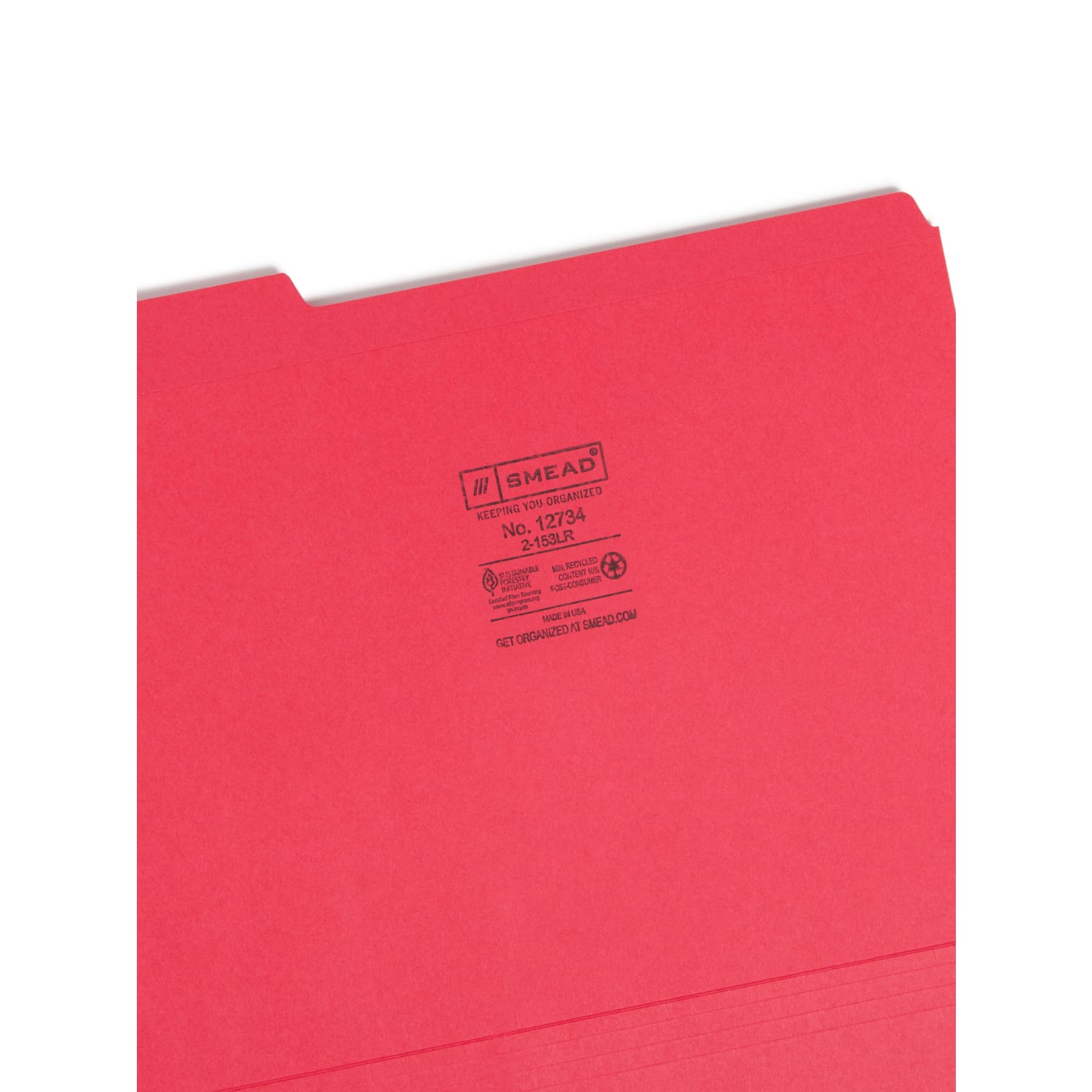 Smead Color File Folders, With Reinforced Tabs, Letter Size, 1/3 Cut, Red, Box Of 100 - Image 4