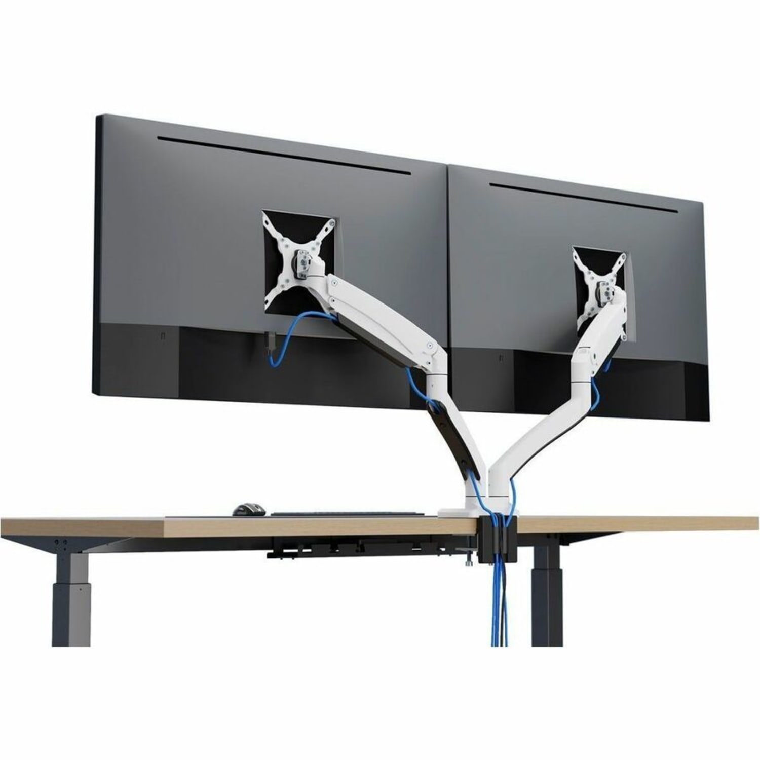 SIIG Dual Monitor Aluminum Heavy Duty Desk Mount with USB and Audio Ports - 17in to 43in - VESA 75x75, 100x100, 200x200 - Image 4