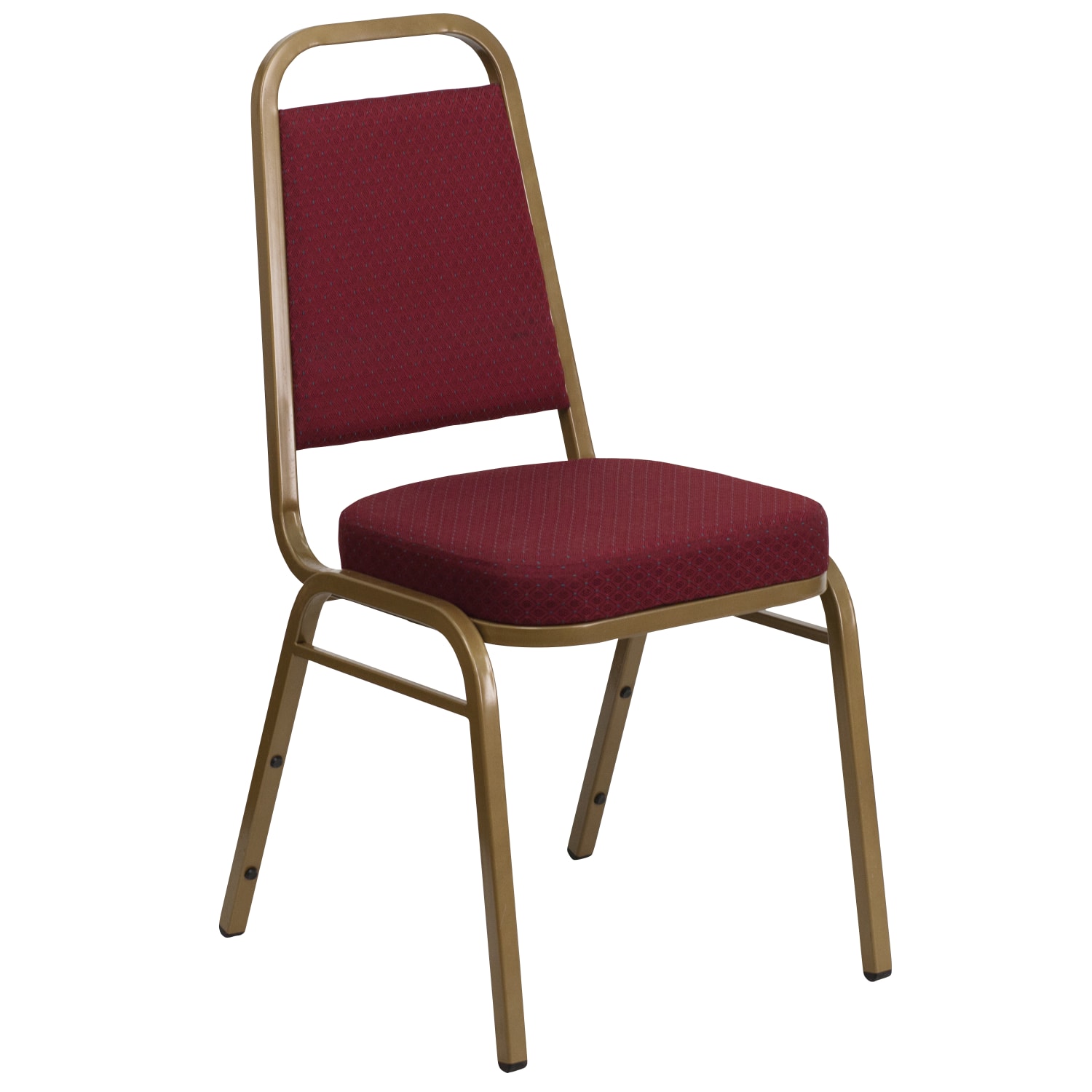 Flash Furniture HERCULES Series Trapezoidal-Back Fabric Stacking Banquet Chair With 2-1/2in Thick Seat, Burgundy Patterned Fabric/Gold Frame