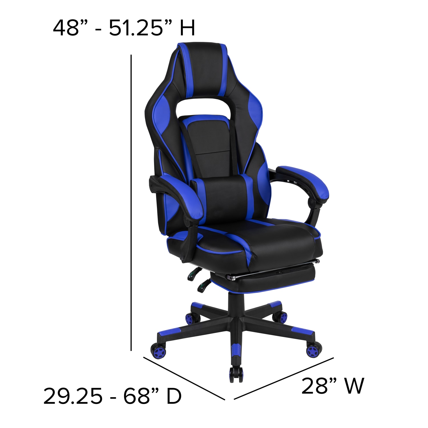 Flash Furniture X40 Gaming Chair With Fully Reclining Back And Arms BlackBlue PopularChairscom