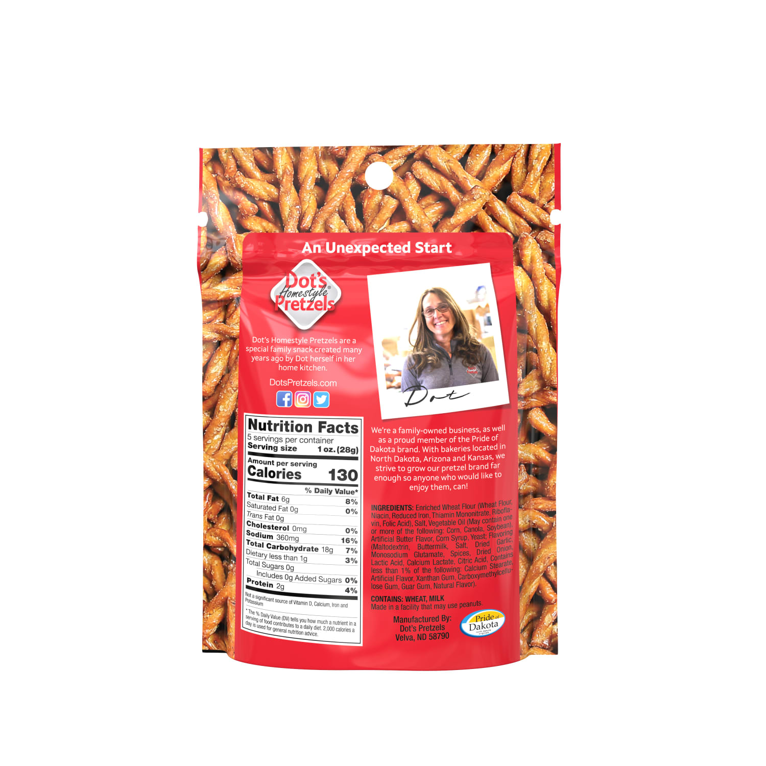 Dots Original Pretzels, 5 Oz, Case Of 10 Bags - Image 3