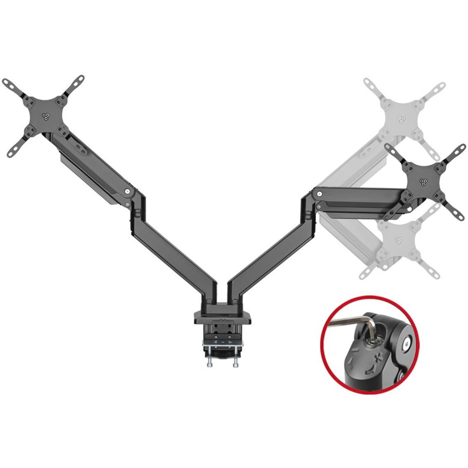 SIIG Dual Monitor Heavy-Duty Premium Aluminum Gas Spring Desk Mount - Image 3
